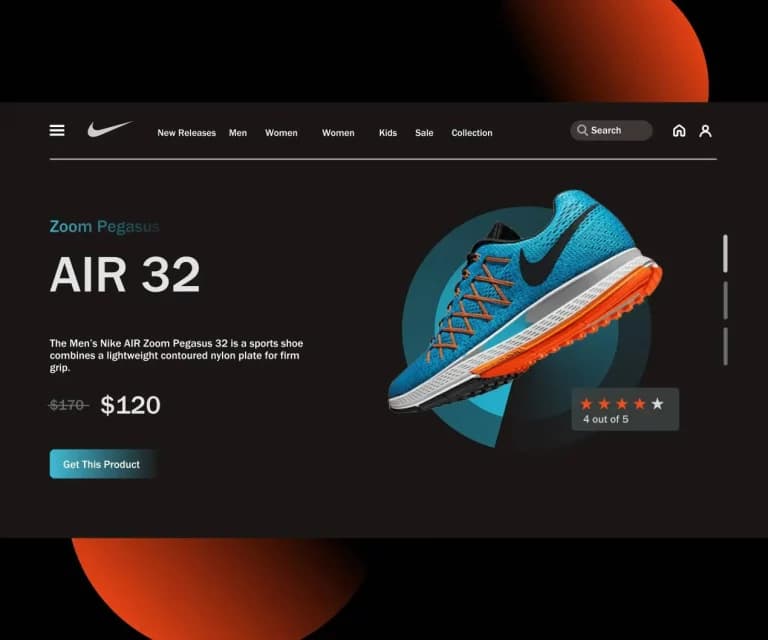 Portfolio preview for Nike Shoe Landing Page