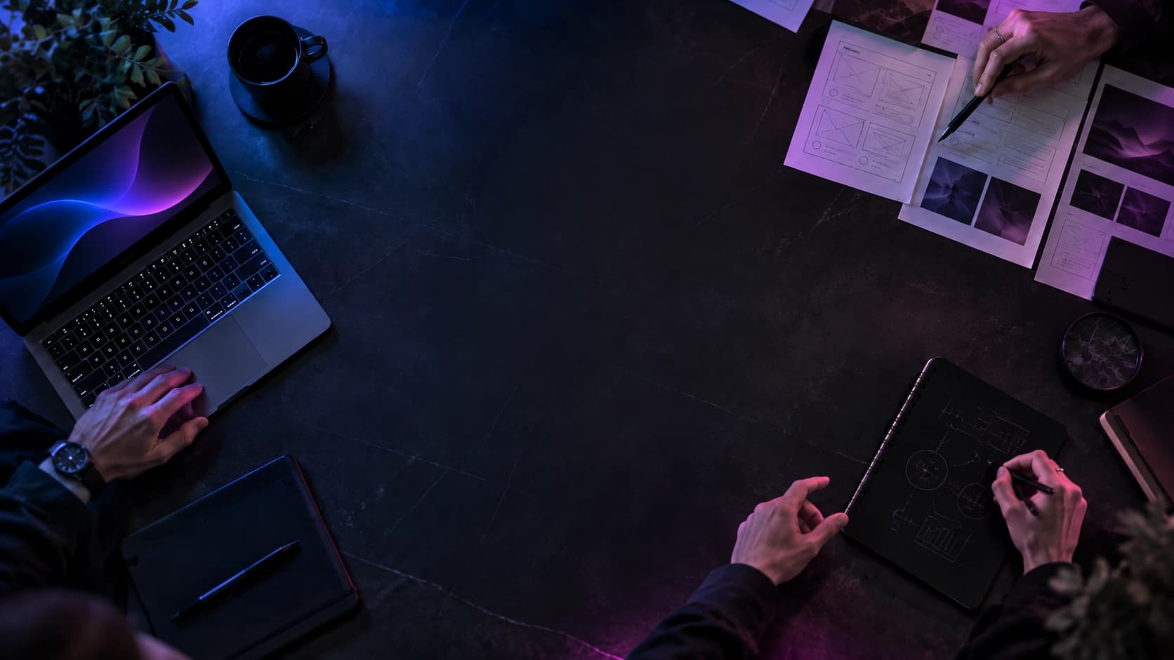 Business partners planning connected digital growth