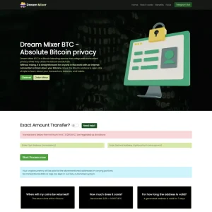Tony 1 Dream mixer BTC website screenshot designed by UnikBrushes